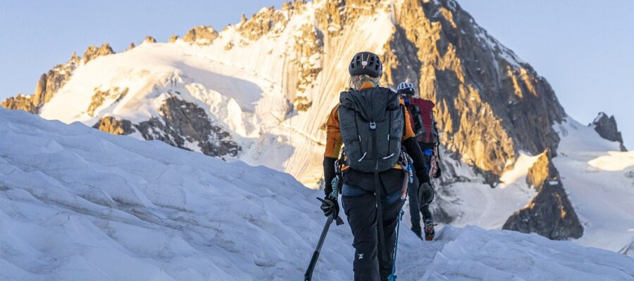 mountain, climbing, snow